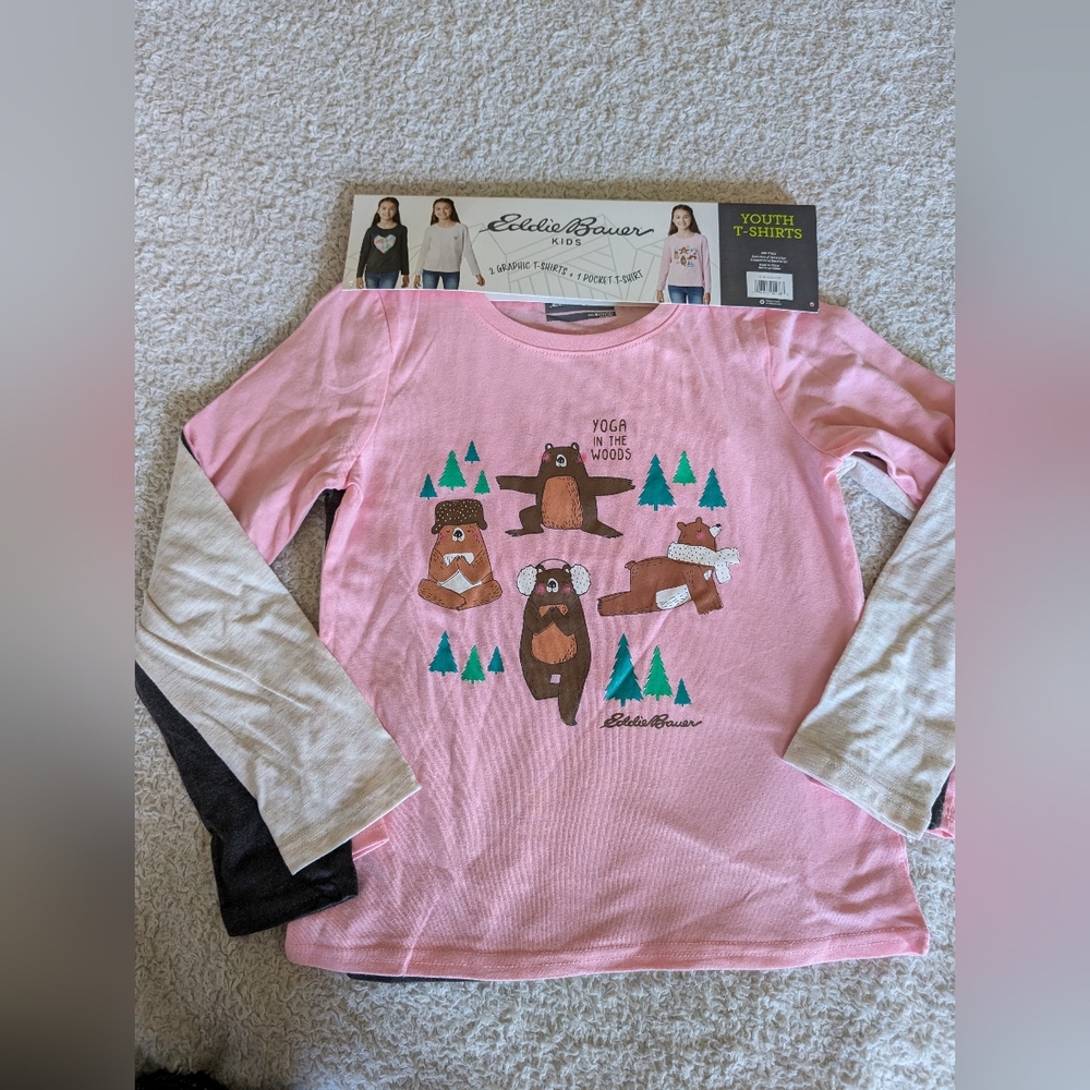 NWT two sets of Eddie Bauer girl long sleeve shirts